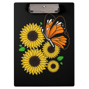 Butterfly In Sunflower Garden Klemmbrett