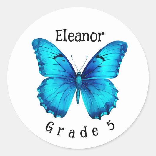Butterfly Individuelle Name Grade School Sticker L (Vorderseite)