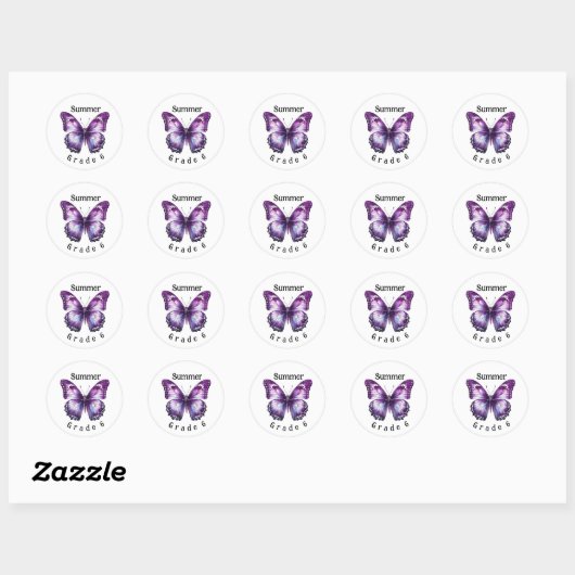 Butterfly Individuelle Name Grade School Sticker L (Blatt)