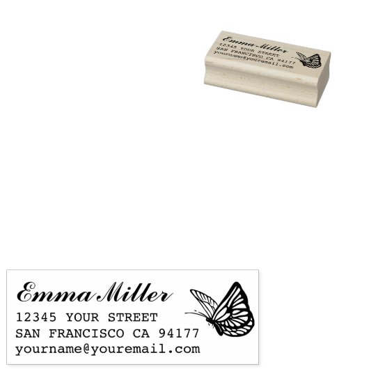 Butterfly-Individuelle Name-Rücksendeadresse Gummistempel (Stempel)