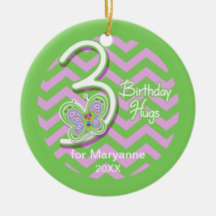 Butterfly-Individuelle Name zum 3. Geburtstag Keramik Ornament