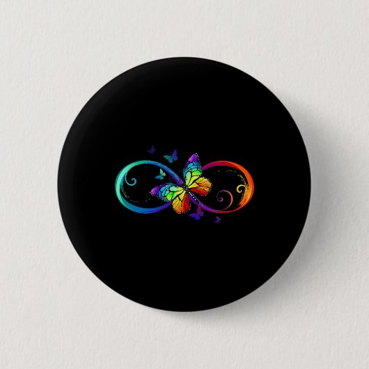 Butterfly Infinity Symbol Kunst Autismus Bewusstse Button (Vorderseite)