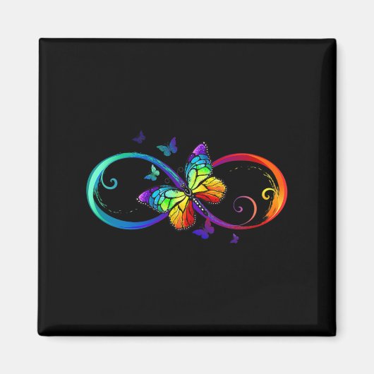 Butterfly Infinity Symbol Kunst Autismus Bewusstse Magnet (Vorne)