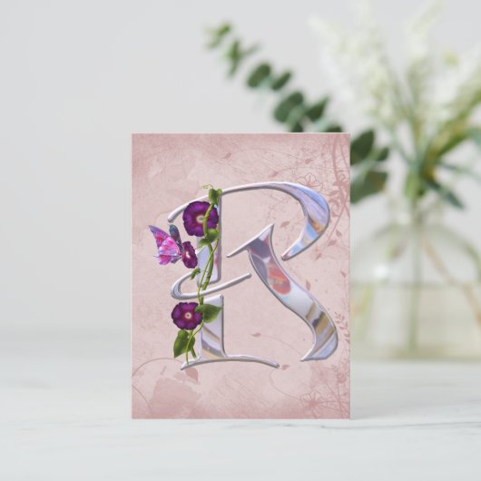 Butterfly Initial R Postkarte (Stehend Vorderseite)