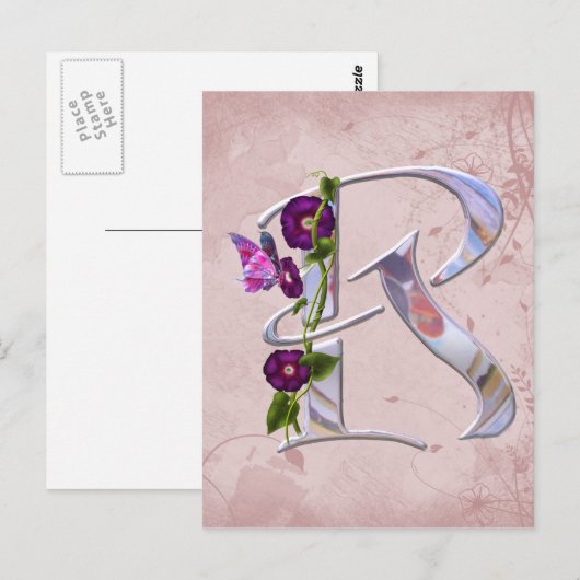 Butterfly Initial R Postkarte (Vorne/Hinten)