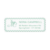 Butterfly Initials Mint Gingham Rücksendeadresse (Vorne)