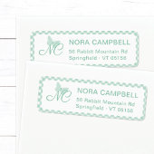 Butterfly Initials Mint Gingham Rücksendeadresse