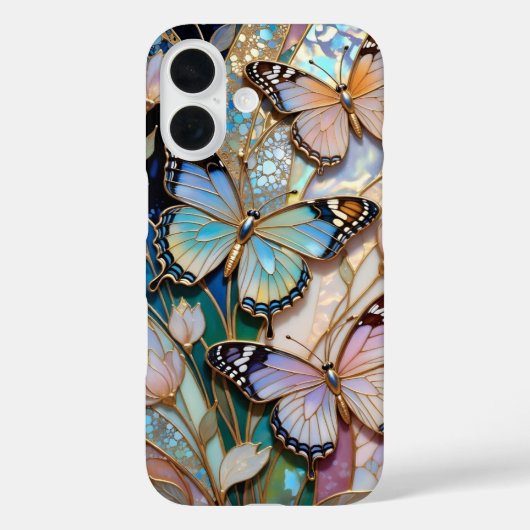 Butterfly iPhone Case Stained Glass Floral (Rückseite)