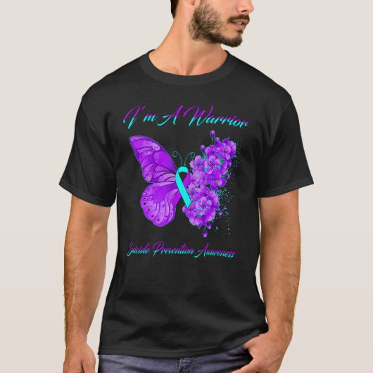 Butterfly Iu2019m A Warrior Suicide Prevention Awa T-Shirt (Vorderseite)