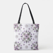 Butterfly Kaleid Print Tote Bag, Lila & grau Tasche (Rückseite)