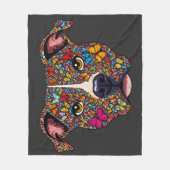 Butterfly Kaleidoscope Pitbull Portrait -Bully Mom Fleecedecke (Vorderseite)