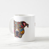 Butterfly Kaleidoscope Pitbull Portrait -Bully Mom Kaffeetasse (Vorderseite Links)