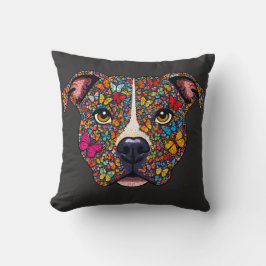 Butterfly Kaleidoscope Pitbull Portrait -Bully Mom Kissen