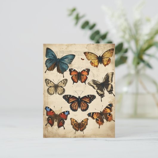 Butterfly Kaleidoskop: Vintage Postkarte (Stehend Vorderseite)