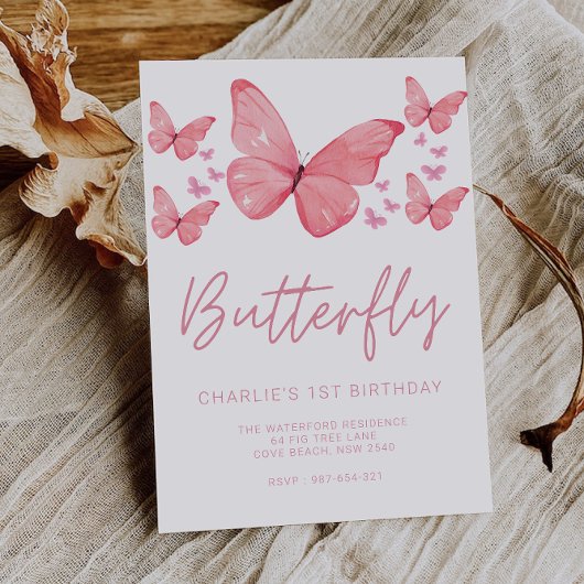 Butterfly Kids 1. Geburtstag Einladung