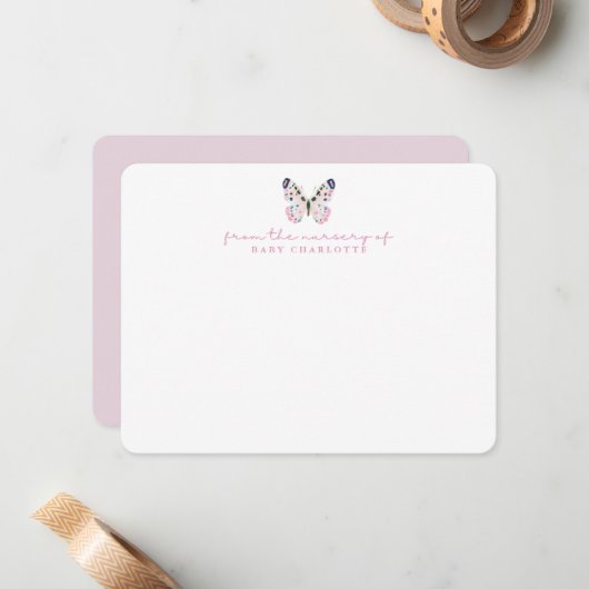 Butterfly Kinderzimmer Baby Note Stationcard Mitteilungskarte (Vorderseite/Rückseite Beispiel)