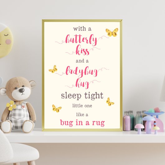 Butterfly Kiss & Ladybug Hug Kinderzimmer Gedicht Poster