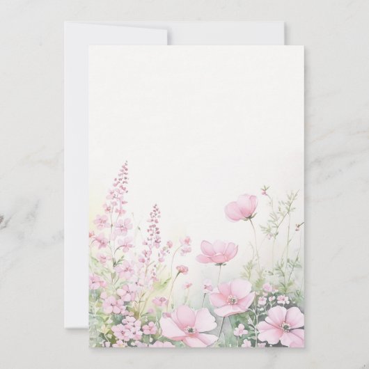 Butterfly Kiss Pink Wild Blume Baby Girl Dusche Einladung (Rückseite)