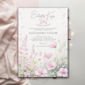 Butterfly Kiss Pink Wild Blume Baby Girl Dusche Einladung