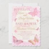 Butterfly Kisses and Baby Wish Girl Baby Shower Einladung (Vorderseite)