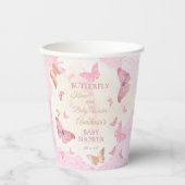 Butterfly Kisses and Baby Wish Girl Baby Shower Pappbecher (Vorderseite)