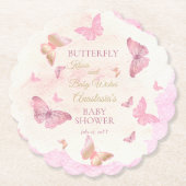 Butterfly Kisses and Baby Wish Girl Baby Shower Untersetzer (Vorderseite)