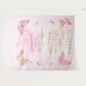 Butterfly Kisses and Baby Wish Girl Baby Shower Wandteppich (Vorderseite (Horizontal))