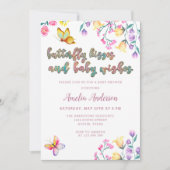 Butterfly Kisses and Baby wünscht Pink Baby Dusche Einladung (Vorderseite)