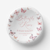 Butterfly Kisses and Baby wünscht Pink Baby Dusche Pappteller (Vorderseite)
