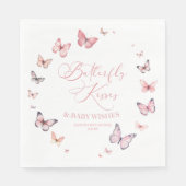 Butterfly Kisses and Baby wünscht Pink Baby Dusche Serviette (Vorderseite)