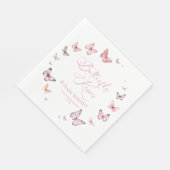 Butterfly Kisses and Baby wünscht Pink Baby Dusche Serviette (Ecke)