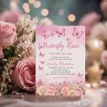 Butterfly Kisses and Baby wünscht rosa Baby Dusche