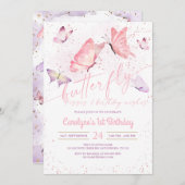 Butterfly Kisses and Birthday wünscht Einladung (Vorne/Hinten)