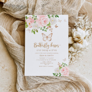 Butterfly kisses baby Dusche Einladung