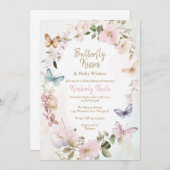 Butterfly kisses baby Dusche Einladung (Vorne/Hinten)
