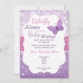 Butterfly Kisses Baby Dusche Einladung Lila (Vorderseite)