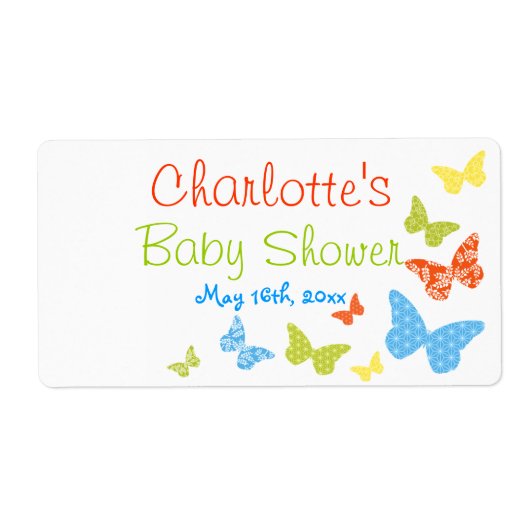 Butterfly Kisses Baby Dusche Wasserflaschen Labels (Vorne)