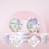 Butterfly Kisses Baby Shower | Kein Text | Lila Serviette