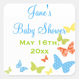 Butterfly Kisses Baby Shower Quadratischer Aufkleber