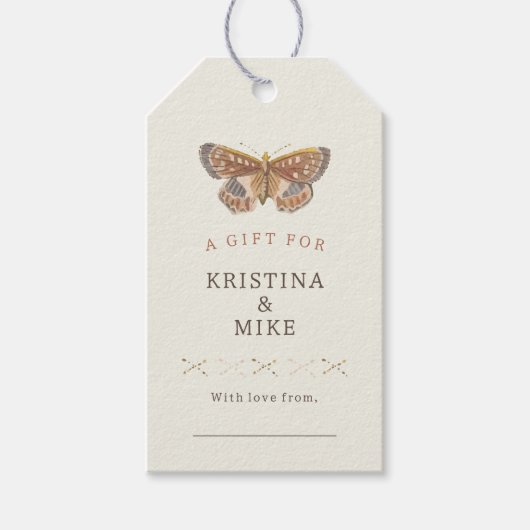 Butterfly Kisses Baby Shower Shower Dusche Geschenkanhänger (Vorderseite)