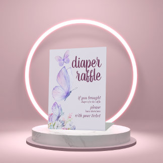 Butterfly Kisses Baby Wish | Windeln Lila Sockelschild