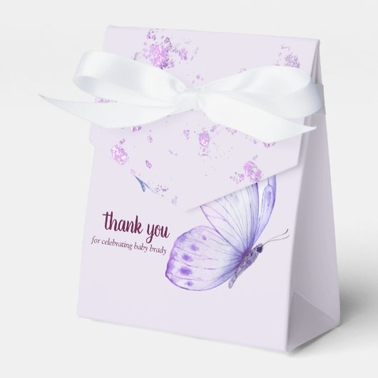 Butterfly Kisses & Baby Wünsche | Baby Lila Geschenkschachtel (Vorderseite)