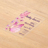 Butterfly Kisses & Baby Wünsche | Babydusche Pink Acryleinladungen (Ablage )