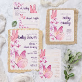 Butterfly Kisses & Baby Wünsche | Babydusche Pink Einladung