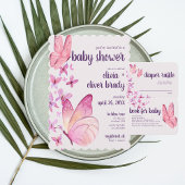 Butterfly Kisses & Baby Wünsche | Babydusche Pink Einladung