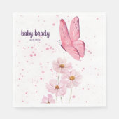 Butterfly Kisses & Baby Wünsche |Babydusche | Pink Serviette (Vorderseite)