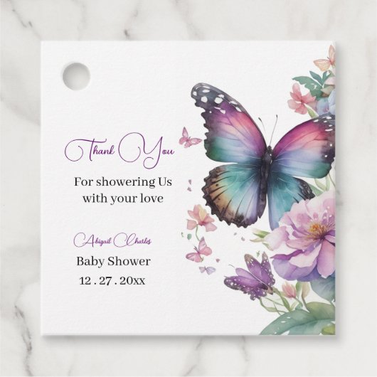 Butterfly Kisses & Baby Wünsche Geschenkanhänger (Vorderseite)