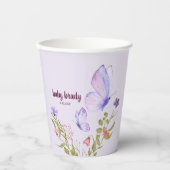 Butterfly Kisses & Baby Wünsche | Lila Schmetterli Pappbecher (Vorderseite)