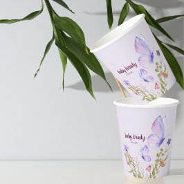 Butterfly Kisses & Baby Wünsche | Lila Schmetterli Pappbecher