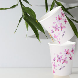 Butterfly Kisses & Baby Wünsche | Rosa Wrap Text Pappbecher